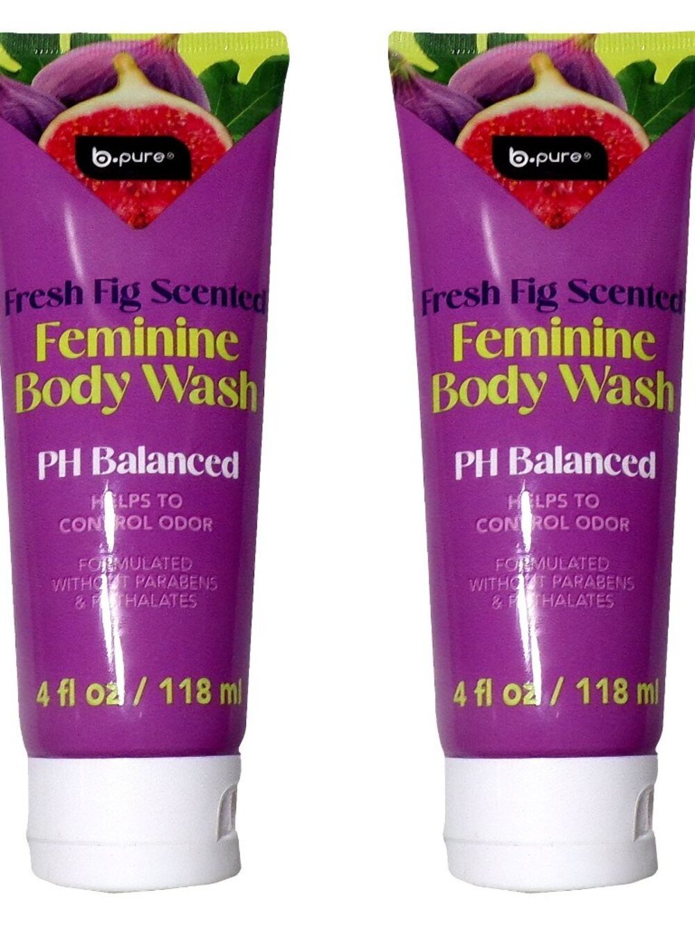 b•pure —Fresh Fig Feminine Moisturizer & Body Wash PH Balanced 4 oz (Set of 2)